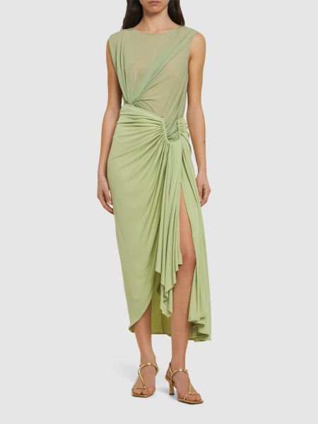 Drapovaný viskózová midi sukňa Christopher Esber zelená