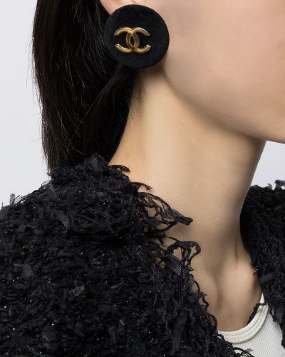 Pendientes oversized Chanel Pre-owned negro