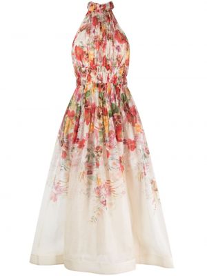 Květinové večerní šaty s potiskem Zimmermann růžové