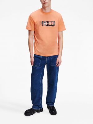 Raštuotas medvilninis marškinėliai Karl Lagerfeld Jeans oranžinė