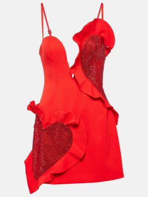 Vunena haljina s volanima Area crvena