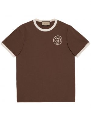 T-shirt ricamato Gucci marrone