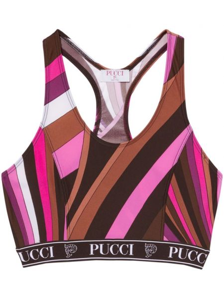 Printti crop top abstraktilla kuviolla Pucci pinkki