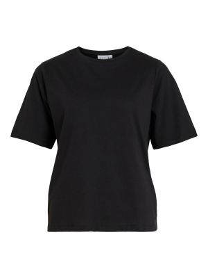 Pletené bavlnené priliehavé tričko Vila - čierna