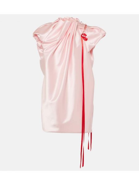 Plisované saténové šaty s mašľou Simone Rocha