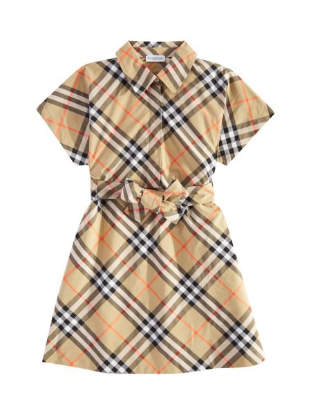 Sjekket bomull dress for jenter Burberry Kids beige