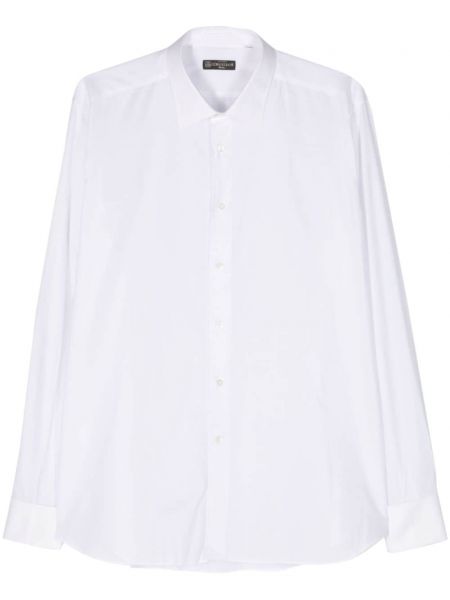 Prozorna bombažna srajca Corneliani bela