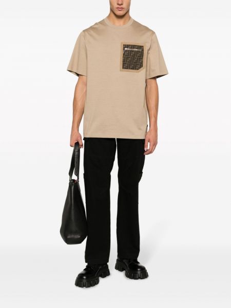T-krekls ar kabatām Fendi bēšs