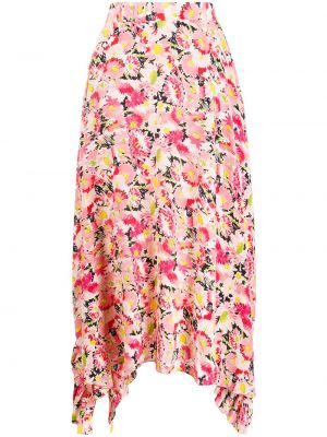 Květinové asymetrická sukně s volány Stella Mccartney - růžová