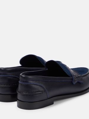 Loafers zamszowe skórzane Christian Louboutin niebieskie