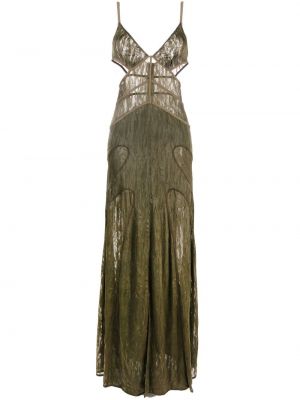 Sukienka koktajlowa bez rękawów żakardowa Dion Lee zielona