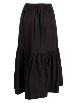 Długa spódnica bawełniana z falbankami Ganni czarna