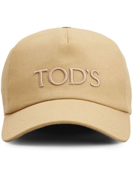 Haftowana czapka z daszkiem bawełniana Tod's brązowa