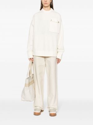 Sweter wełniany filcowy Jil Sander biały