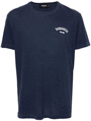 Raštuotas medvilninis marškinėliai Dsquared2 mėlyna