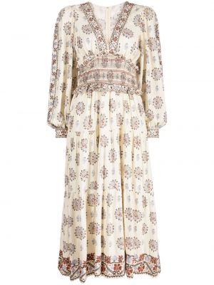 Midi šaty s potlačou s paisley vzorom Sea biela