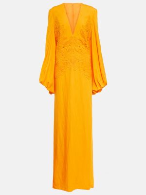 Sukienka długa Costarellos pomarańczowa