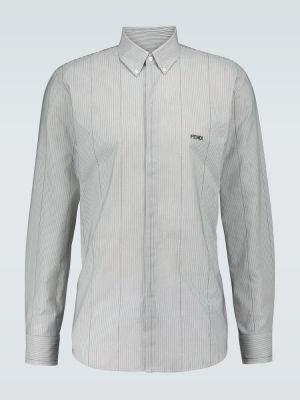 Camisa de algodón a rayas Fendi gris