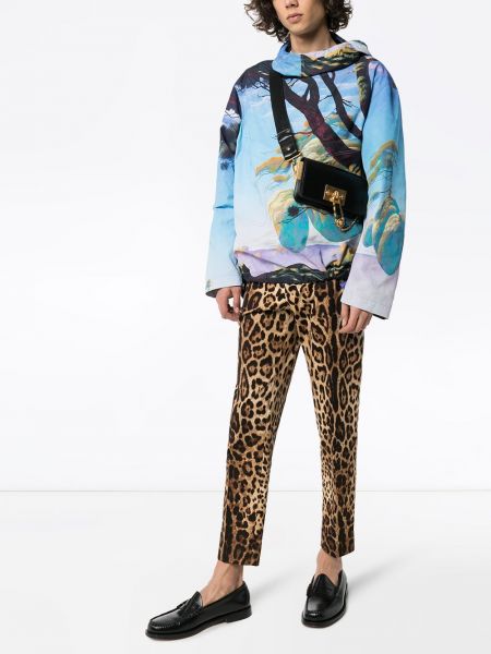 Spodnie z nadrukiem w panterkę Dolce And Gabbana brązowe