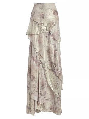 Многоярусная шелковая макси-юбка Ali с эффектом металлик Ralph Lauren Collection, мультиколор