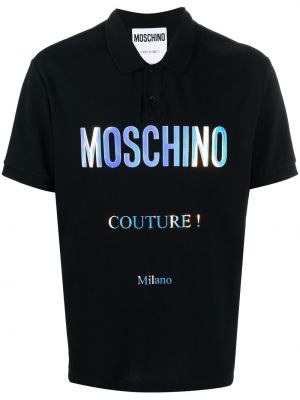 Brodert poloskjorte Moschino svart