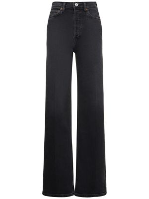 Voľné bavlnené džínsy s vysokým pásom Re/done čierna