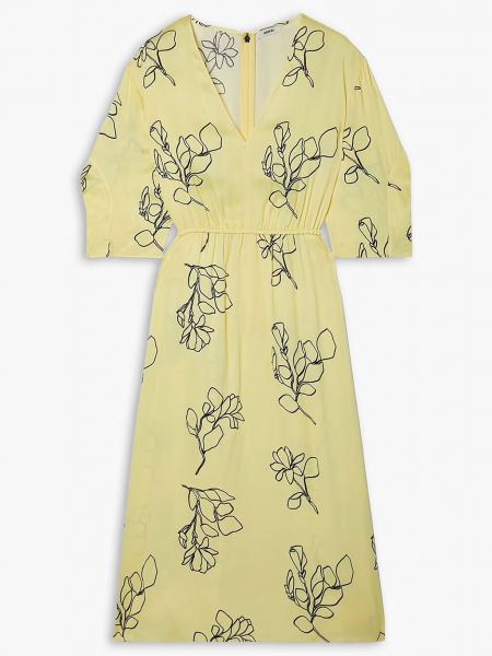 Платье миди в цветочек с принтом из крепа Jason Wu желтое