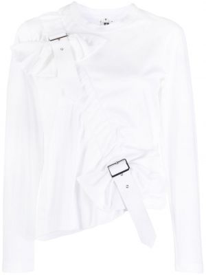 Medvilninis marškinėliai su sagtimis Noir Kei Ninomiya balta