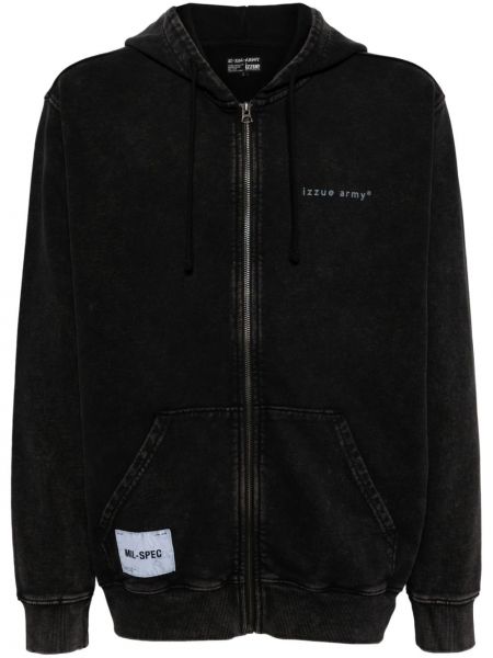 Pamučna hoodie s kapuljačom s printom Izzue crna