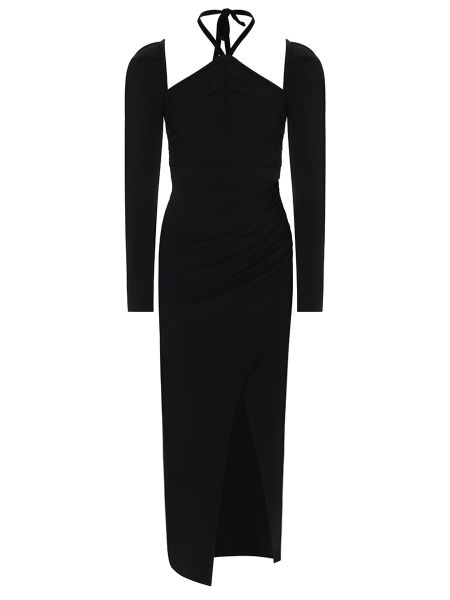 Вечернее платье с драпировкой Self-portrait черное