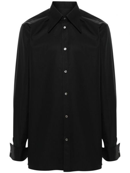 Βαμβακερό πουκάμισο με κέντημα Maison Margiela μαύρο