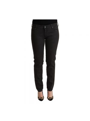 Jeansy skinny z niską talią bawełniane slim fit Ermanno Scervino czarne
