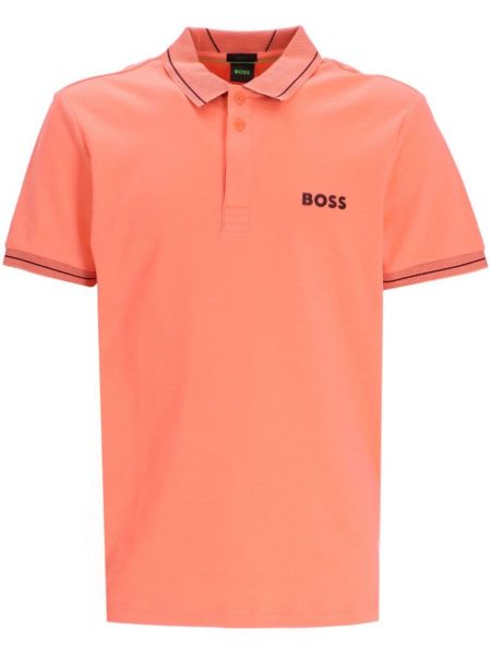 Medvilninis polo marškinėliai Boss oranžinė