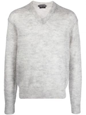Moherowy sweter wełniany Tom Ford szary