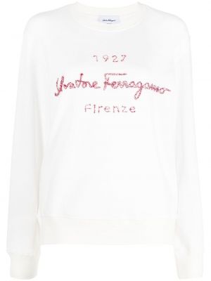 Brodert lang genser Salvatore Ferragamo hvit