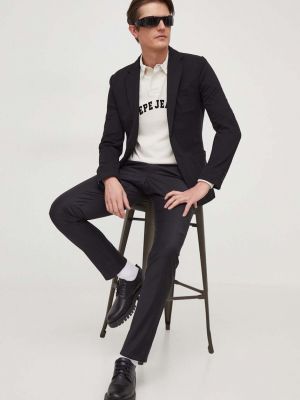 Jednobarevné vlněné kalhoty Karl Lagerfeld černé