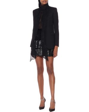 Plisované sametové mini sukně Saint Laurent černé