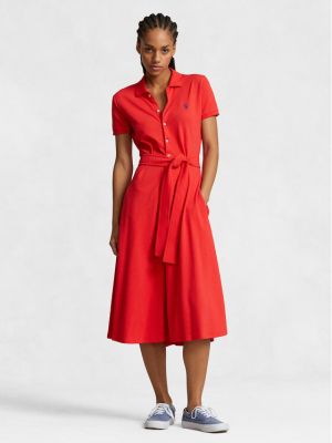 Srajčna obleka Polo Ralph Lauren rdeča