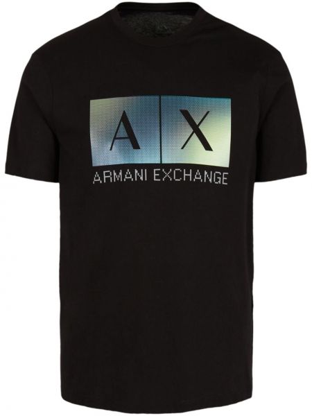 Raštuotas medvilninis marškinėliai Armani Exchange juoda