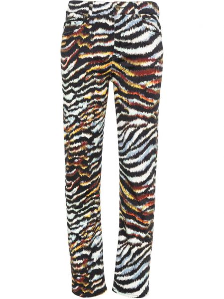 Tigrované pruhované džínsy s rovným strihom Just Cavalli čierna