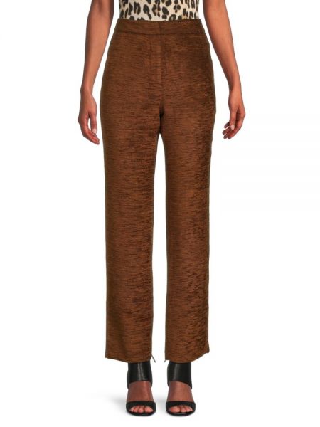 Текстурированные зауженные брюки с высокой посадкой Brandon Maxwell, карамель