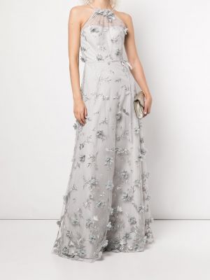 Vestido de noche con bordado de flores Marchesa Notte Bridesmaids gris
