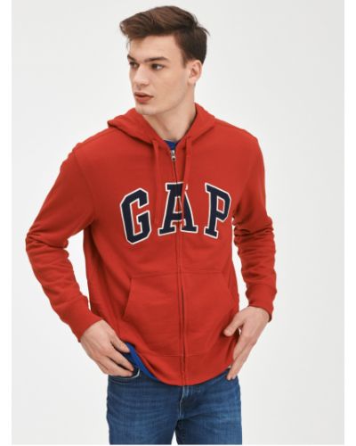 Mikina s kapucí na zip Gap červená