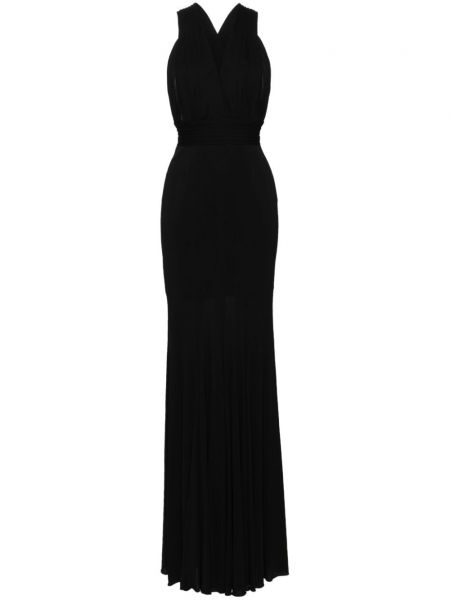 Plisuotas džersio suknele Herve L. Leroux juoda