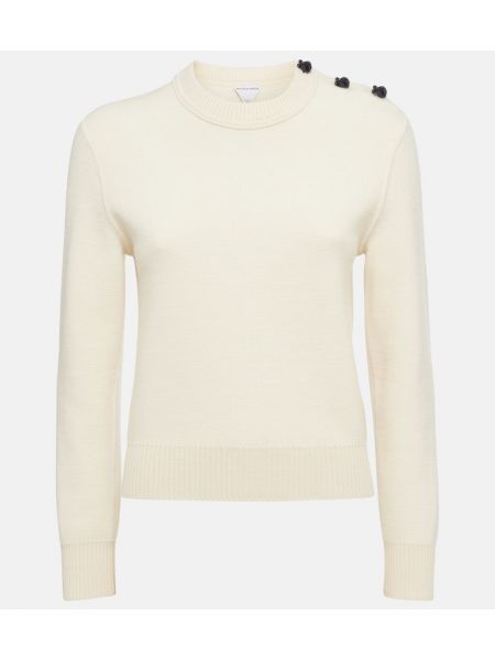 Вълнен пуловер Bottega Veneta бяло