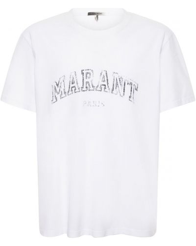 Bavlněné tričko s potiskem jersey Isabel Marant bílé