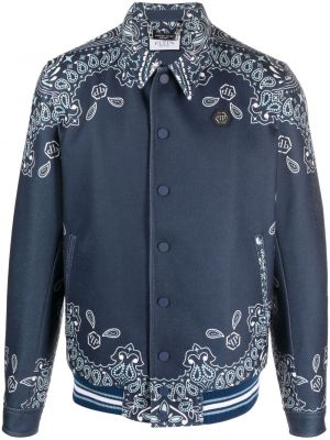 Bomber jakna s printom s paisley uzorkom Philipp Plein plava