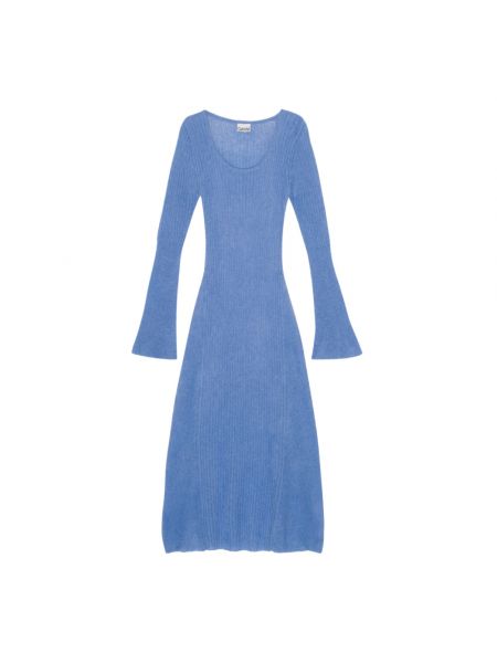 Moherowa sukienka długa Ganni niebieska