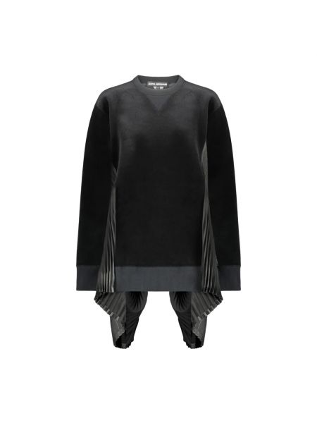 Czarna aksamitna bluza dresowa plisowana Junya Watanabe