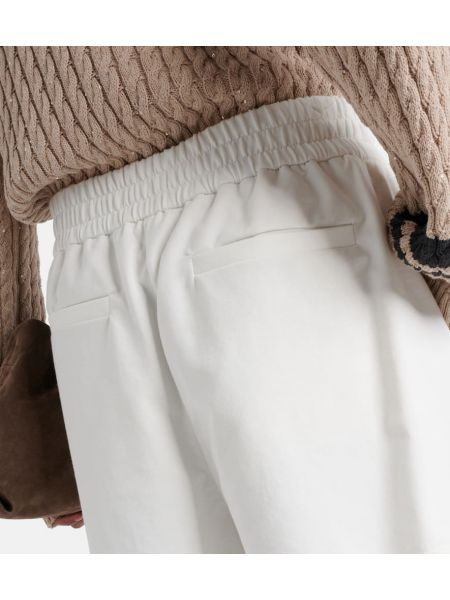 Pantalones cortos de algodón de tela jersey Brunello Cucinelli blanco